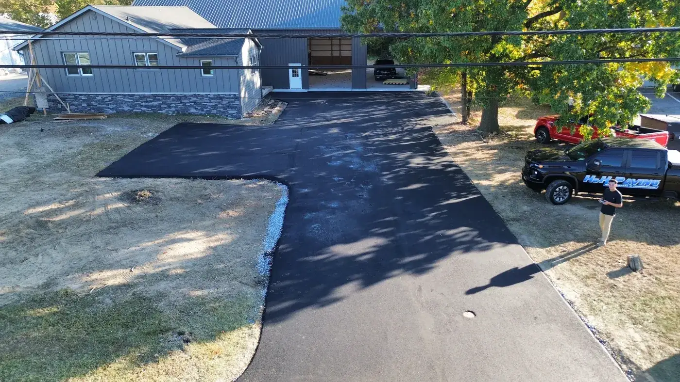 Wide residential driveway and turnaround
